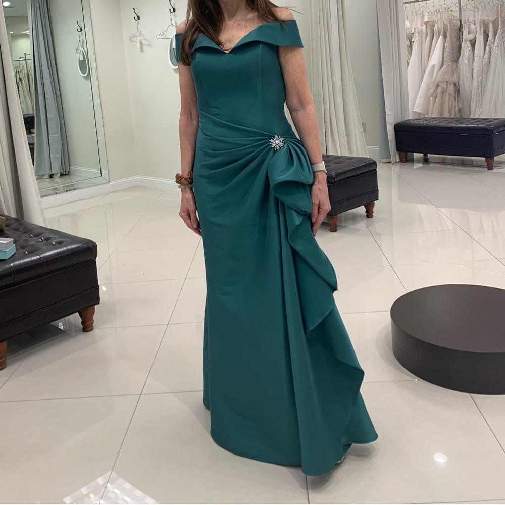 Green Off the Shoulder Gown
